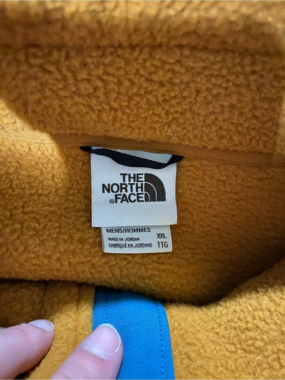 The North Face Mustard Fleece Vest with Blue Trim